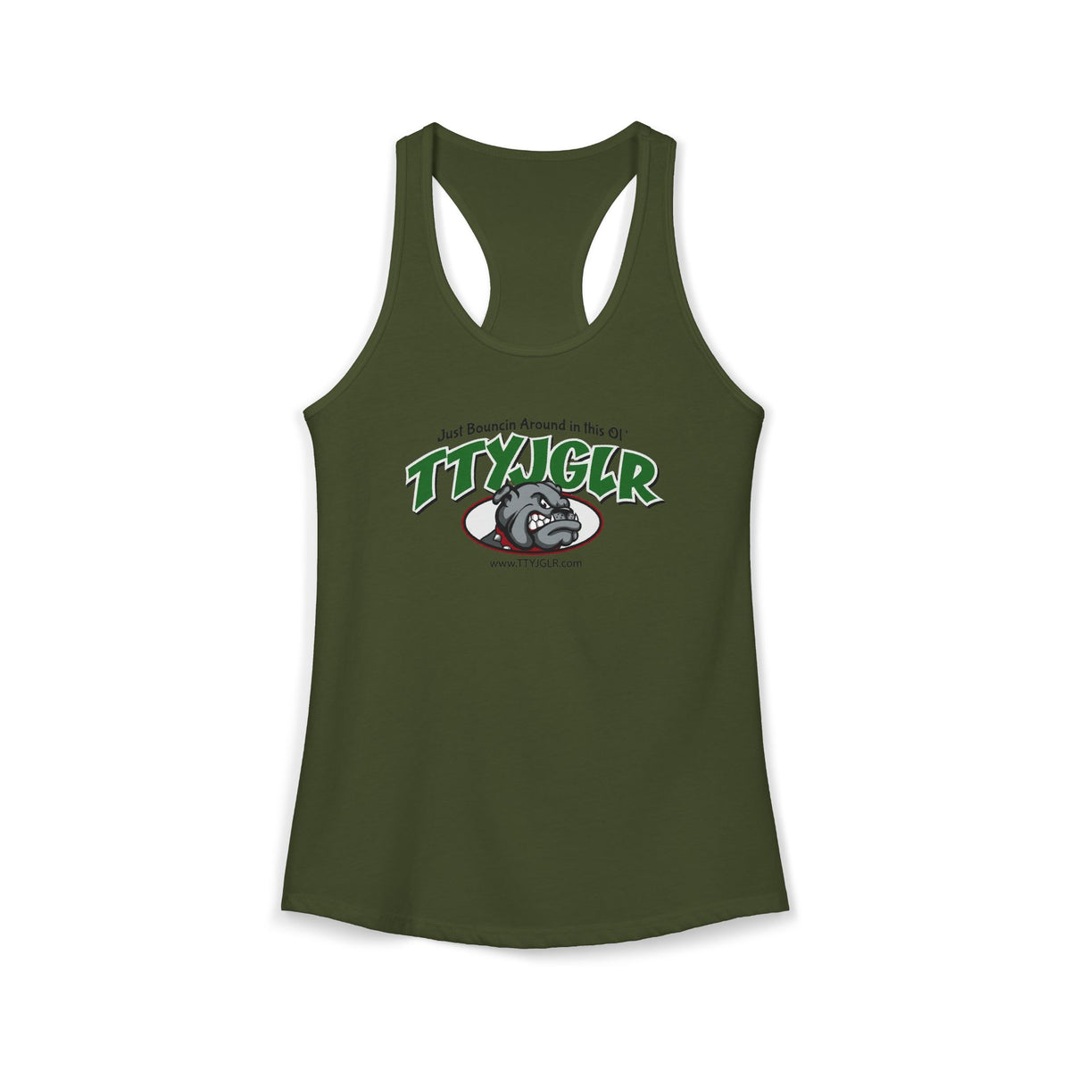 Women's Ideal Racerback Tank, Bulldog - Green (runs a little small)