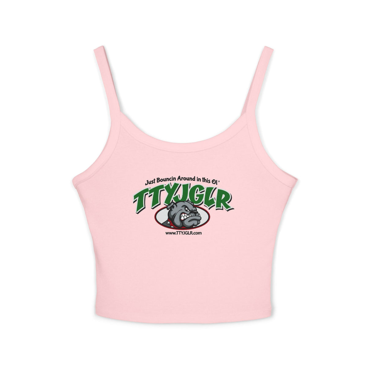 TTYJGLR Mean Green Bulldog Logo Crop Tank Top - Women's Spaghetti Strap Graphic Tank