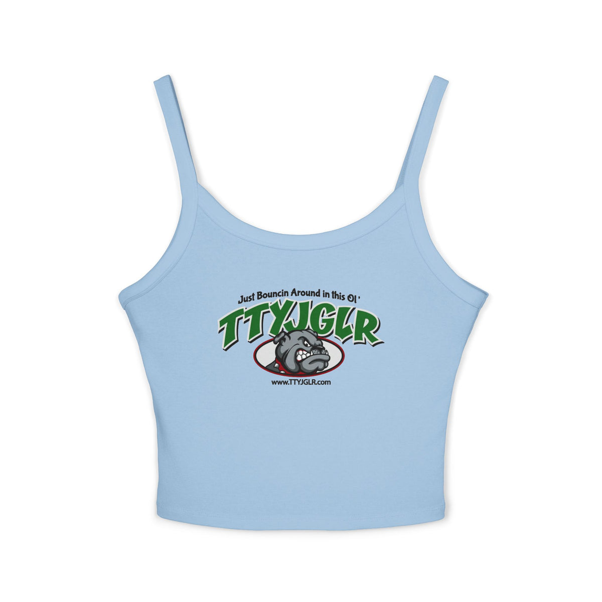 TTYJGLR Mean Green Bulldog Logo Crop Tank Top - Women's Spaghetti Strap Graphic Tank