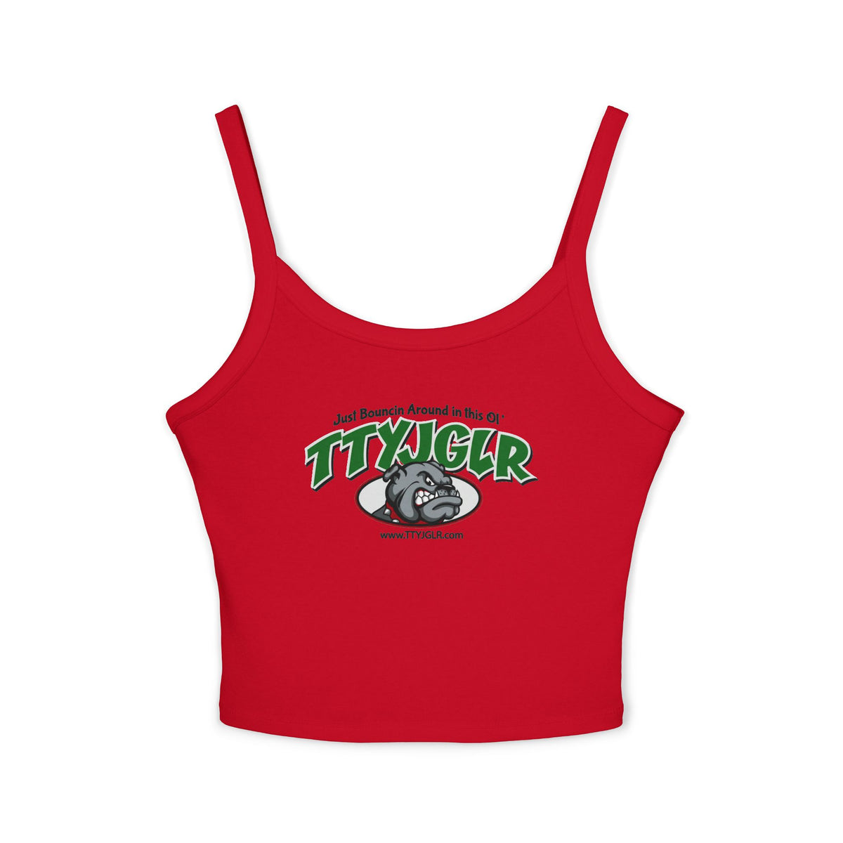 TTYJGLR Mean Green Bulldog Logo Crop Tank Top - Women's Spaghetti Strap Graphic Tank
