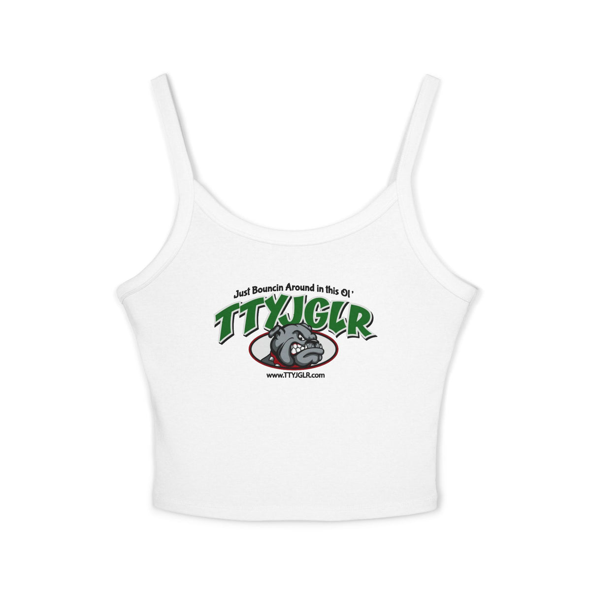 TTYJGLR Mean Green Bulldog Logo Crop Tank Top - Women's Spaghetti Strap Graphic Tank