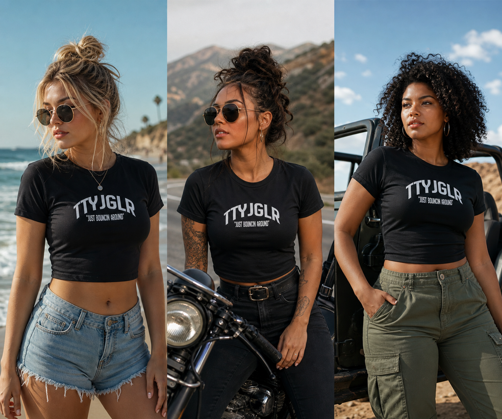 Women's Baby Tee White Lettering - (TTYJGLR)