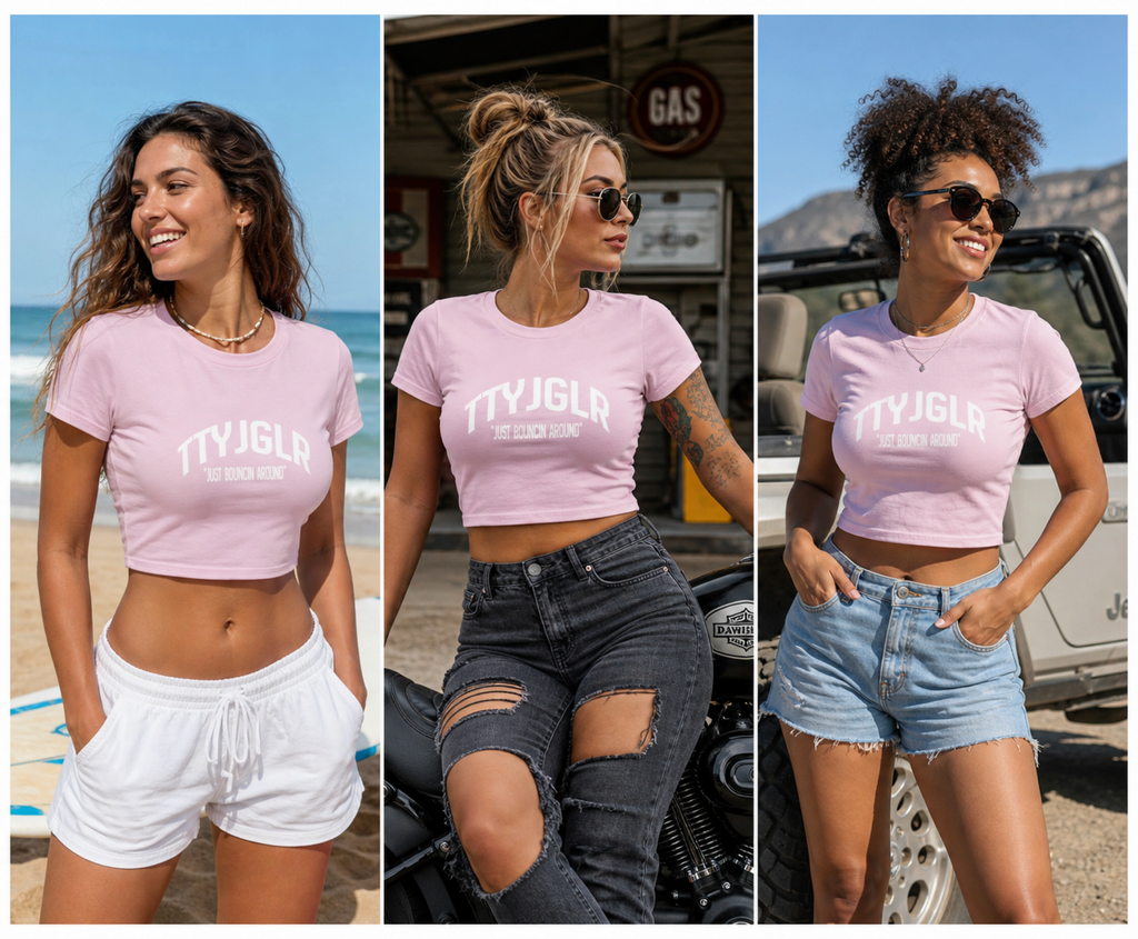 Women's Baby Tee White Lettering - (TTYJGLR)
